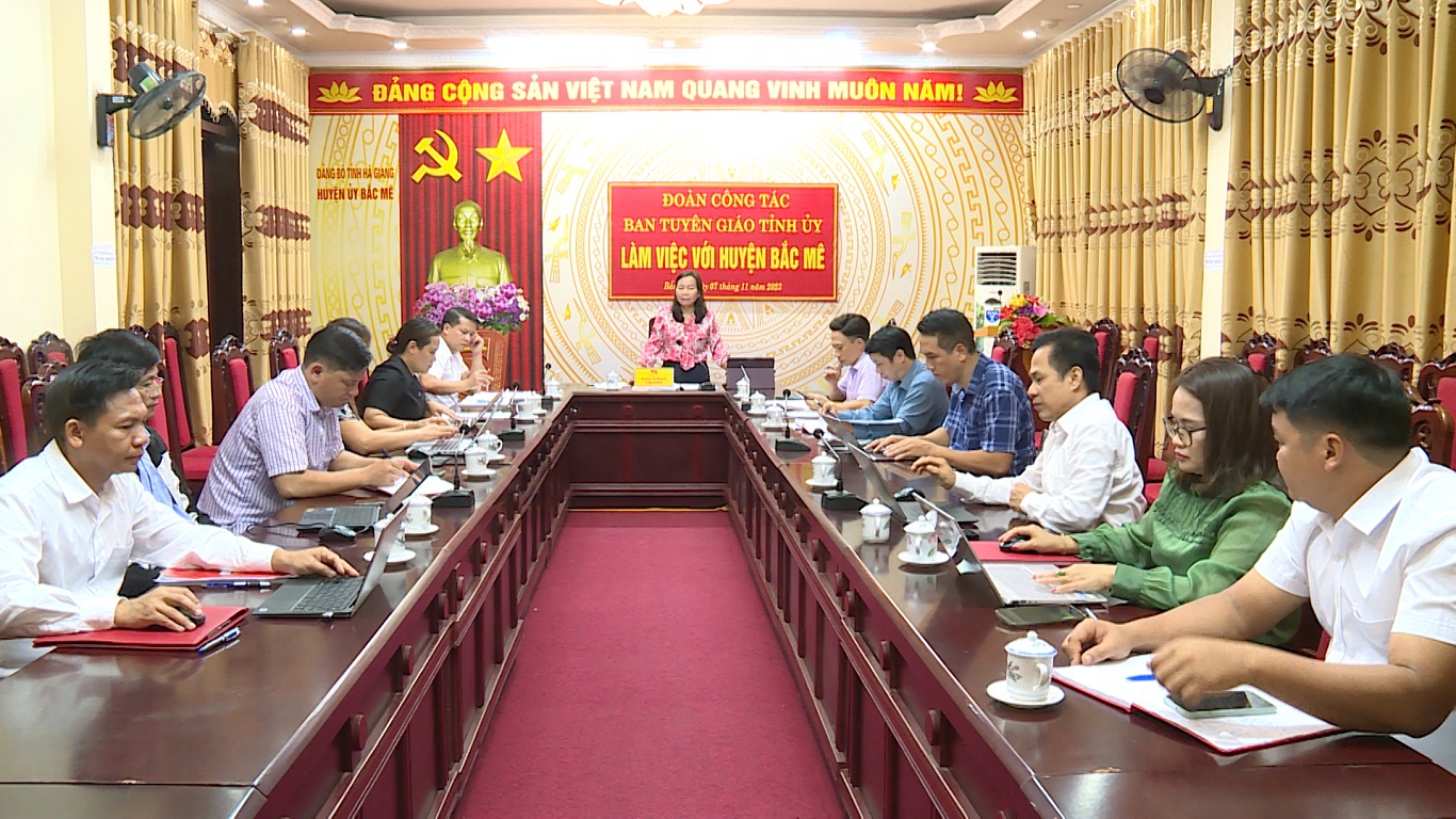 Đoàn công tác Ban Tuyên giáo Tỉnh ủy làm việc với huyện Bắc Mê