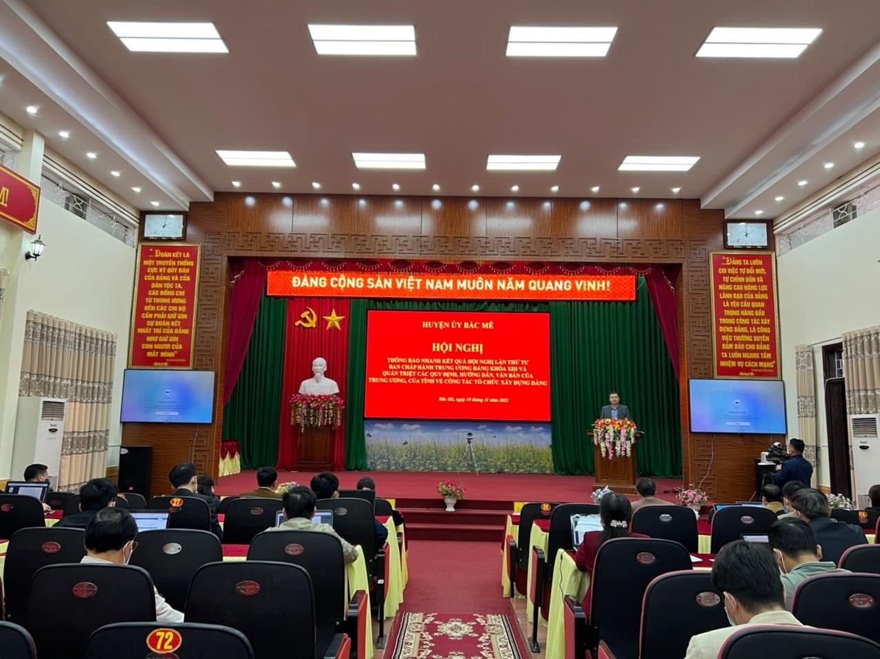 Huyện ủy Bắc Mê thông báo nhanh kết quả hội nghị lần thứ Tư BCH Trung ương Đảng khóa XIII.